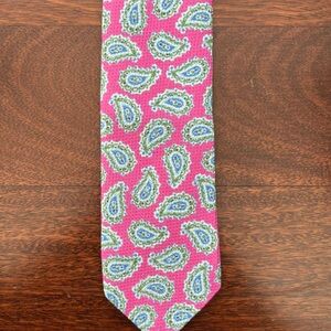 Jos. A. Bank Reserve Paisley Pink Blue Green And White Cotton Tie